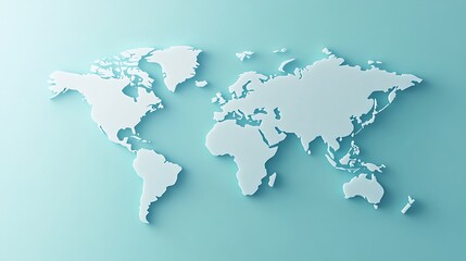 Naklejka premium 3d white map on blue background 