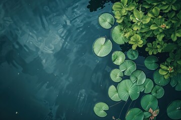 Water Lily Leaves Floating on a Calm Pond