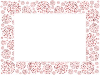 Hand drawn red Christmas frames design set snowflakes doodle style drawing. White background.