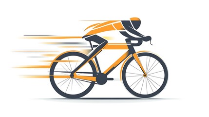 Obraz premium Dynamic Bicycle Logo Vector Illustration with Active Lines in Orange and Gray Color Palette