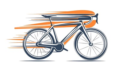 Fototapeta premium Dynamic Bicycle Logo Vector with Active Lines and Orange/Gray Color Palette