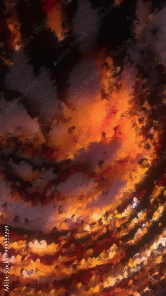 Poster colorful fog vortex with shiny particles. motion. cosmic swirling vortex of shimmering particles. fo