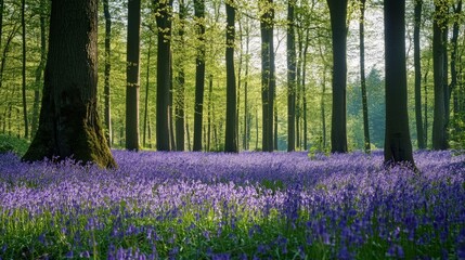 Bluebells in a Forest