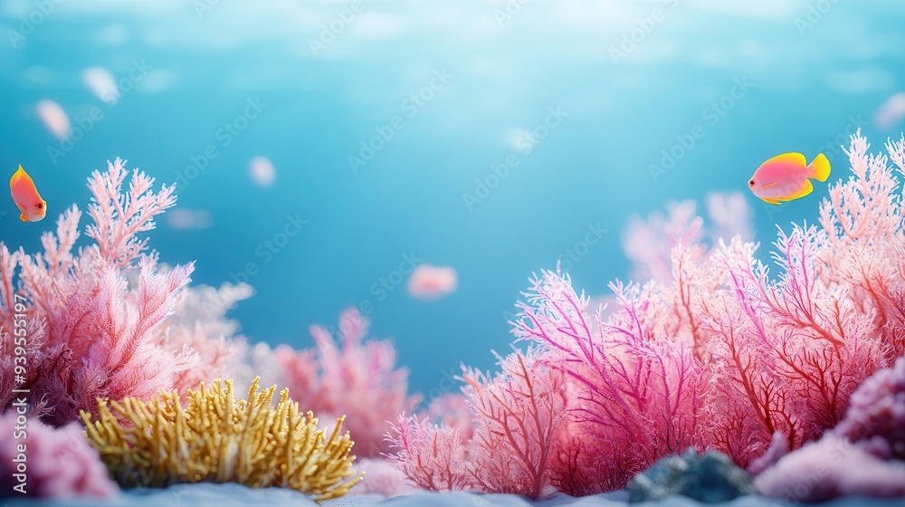 Canvas Prints Underwater Coral Reef with Fish.