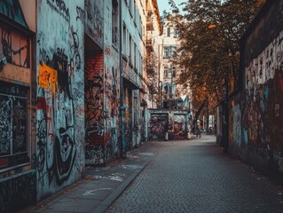 Obraz premium Vibrant Urban Graffiti onModern Berlin Street Wall in Artistic Display