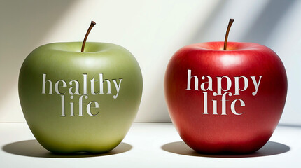 red apple and green apple with health message 16:9