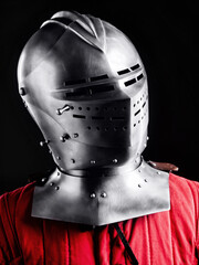 Medieval armor protection. Knight helm.