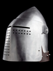 Medieval armor protection. Knight helm.