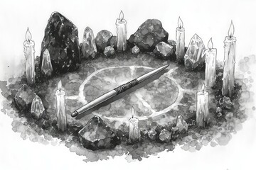 Fototapeta premium Wiccan Athame Ritual Circle Wicca Religion Spiritual Symbol