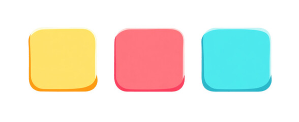 Set of 3 red yellow Blue color Buttons, vector illustration 