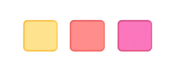 set of 3 red yellow pink color Buttons, vector illustration 
