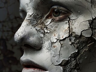 Cracked Skin Portrait: A Study in Texture and Emotion