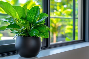 A serene home environment with natural lighting, energy-efficient windows, and smart climate control, highlighting comfort and savings