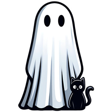 recommend clip art: Ghost with   Black Cat clipart  generative ai