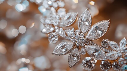 Fototapeta premium A close-up shot showcasing a stunning set of luxury jewelry pieces, glittering diamonds, fashion statement