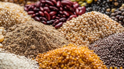 Fototapeta premium Nutritious Selection: Assorted Whole Grains and Legumes for a Balanced Diet