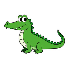 Obraz premium Vector illustration of a green crocodile smiley face isolated on white background.