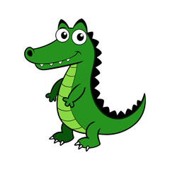 Fototapeta premium Vector illustration of a green crocodile smiley face isolated on white background.
