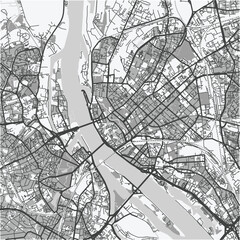 Fototapeta premium Map of Riga in Latvia in grayscale. Contains layered vector with roads water, parks, etc.