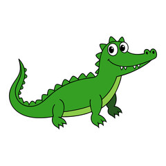 Fototapeta premium Vector illustration of a green crocodile smiley face isolated on white background.