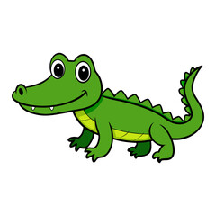 Vector illustration of a green crocodile smiley face isolated on white background.