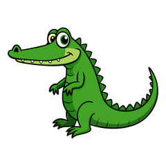 Fototapeta premium Vector illustration of a green crocodile smiley face isolated on white background.