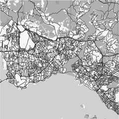 Fototapeta premium Map of Istanbul in Turkey in grayscale. Contains layered vector with roads water, parks, etc.
