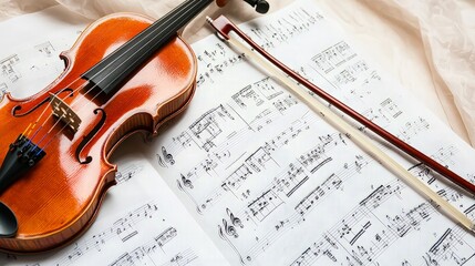 Fototapeta premium Violin and Sheet Music