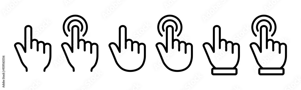 Aufkleber Hand cursor icon set, cursor icons set in hand form, mouse click cursor set, hand pointer