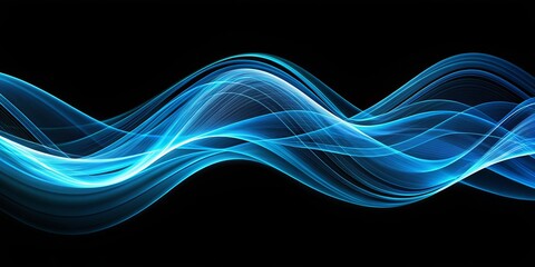 Abstract Blue Waves on Black Background, abstract , digital art , background , wave , blue