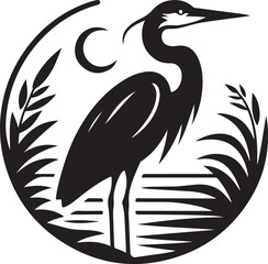 Heron bird silhouette cut out vector icon