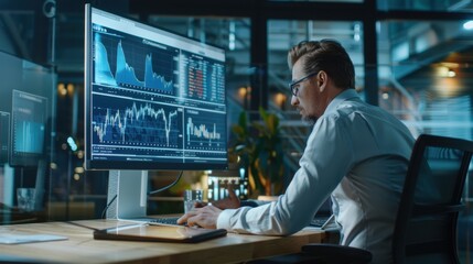 the businessman analyzing market data