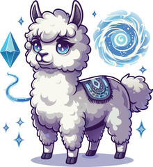 Cute Llama vector cartoon illustration