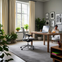 Fototapeta premium Modern Home Office Setups for Productive Remote Work