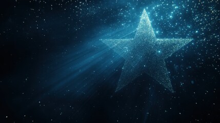 Star silhouette glowing softly against a deep dark background, with gentle light rays creating a celestial mood.