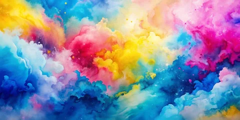Abstract Watercolor Cloudscape Vibrant Hues and Cosmic Dreams, watercolor , abstract , clouds , art