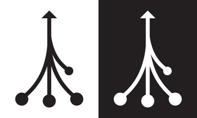 Consolidation icon in black and white colors. Vector illustration. Isolated on black and white background. EPS 10