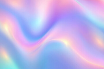 Pastel holographic abstract background with soft, flowing gradients of iridescent colors. For dreamy backdrop, modern design, digital art, presentation, wallpaper, advertising, artistic composition