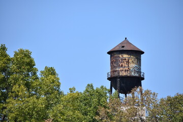 water tower vintage with trees