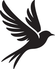 simple flying bird silhouette vector art illustration