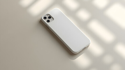 Fototapeta premium Clean and Minimalist Blank Phone Case Mockup on Neutral Background with Soft Lighting for Design Showcase