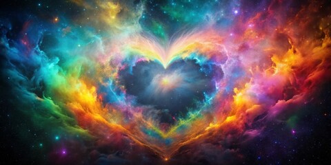 Naklejka premium Cosmic Heart Nebula A Starry Symphony of Color and Light, nebula , space , galaxy , heart