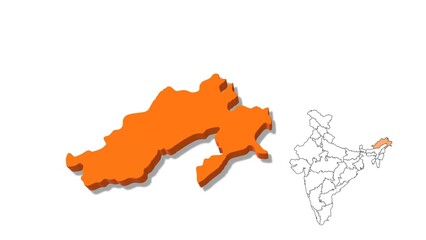 India Map Showing Arunachal Pradesh State in Detail