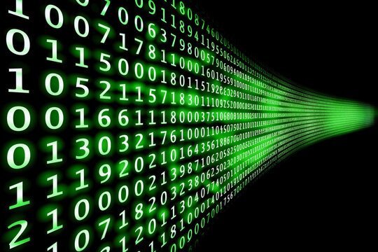 A green line of numbers that are all the same size