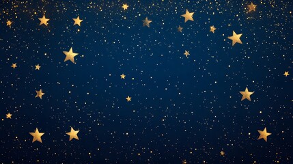 Fototapeta premium Golden Stars on Blue Background, Abstract Image, Texture, Pattern, Wallpaper, Cover and Screen of Smartphone, Cell Phone, Computer, Laptop, 9:16 and 16:9 Format