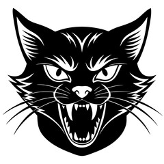 Cat angry face silhouette vector illustration