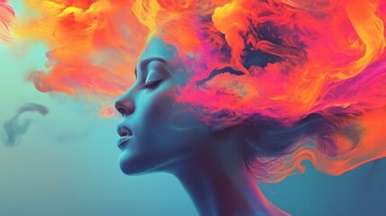 Mental health represented by abstract, colorful visuals with calming and introspective tones, conveying wellness and emotional balance.