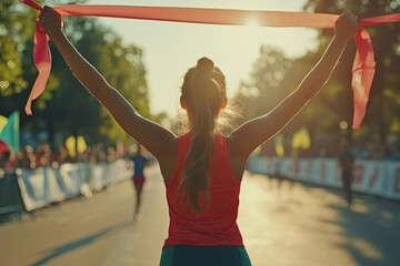 Charity run with runners crossing the finish line.