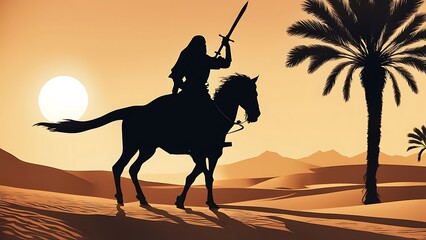 Silhouette of a Rider in the Desert