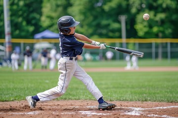 Baseball Player Boy in Action On The Stadium